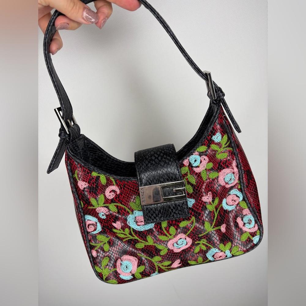 Guess vintage y2k Black Floral Shoulder Bag